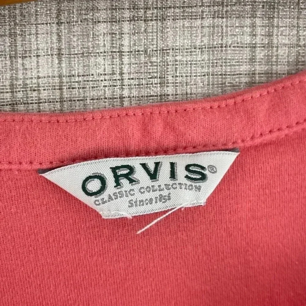 Orvis 3/4 sleeve shirt Top Womens 2157 pink 2157 - Picture 2 of 8